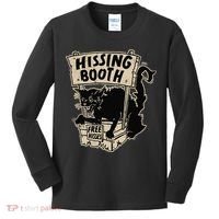 Funny Goth Black Cat Hissing Booth For Cat Moms & Cat Dads Kids Long Sleeve Shirt thumb 0