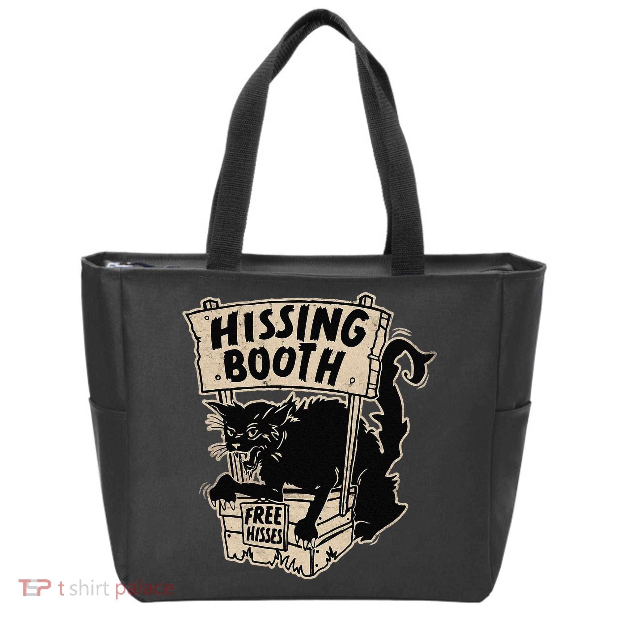 Funny Goth Black Cat Hissing Booth For Cat Moms & Cat Dads Tote Bag
