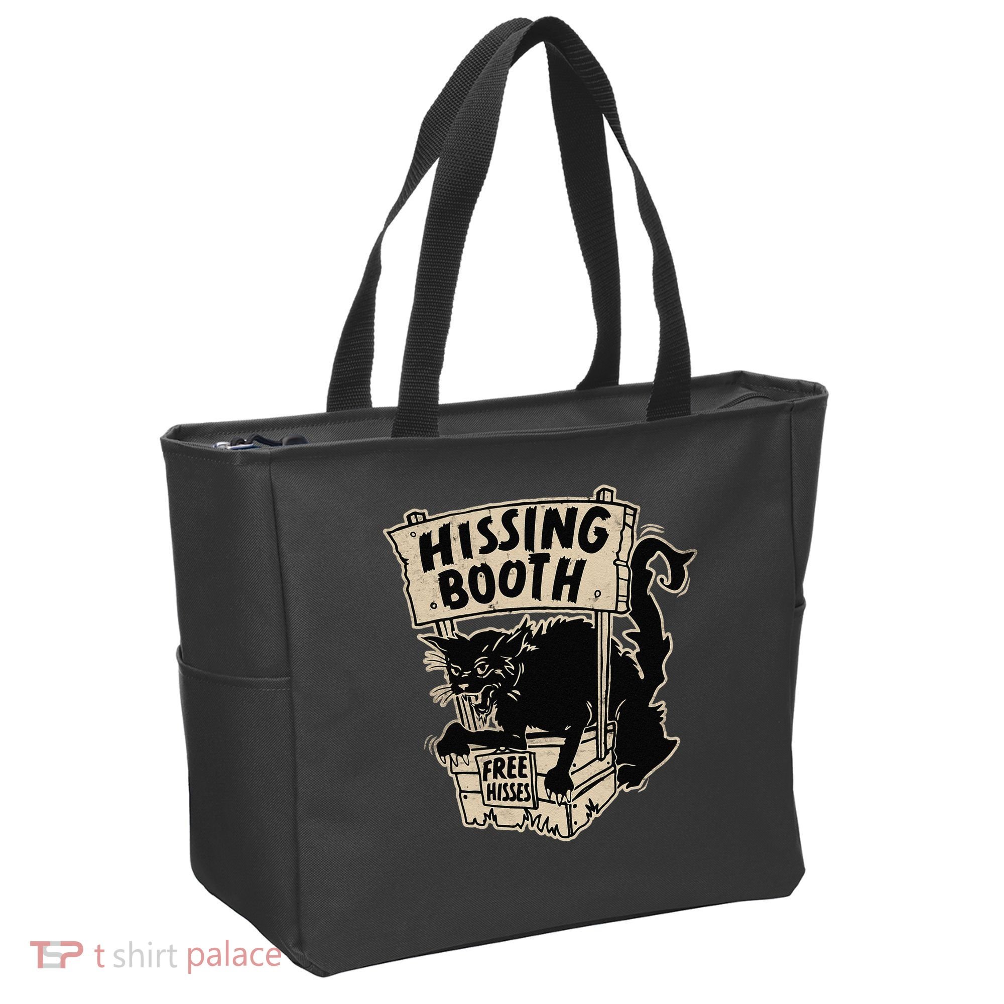 Funny Goth Black Cat Hissing Booth For Cat Moms & Cat Dads Tote Bag