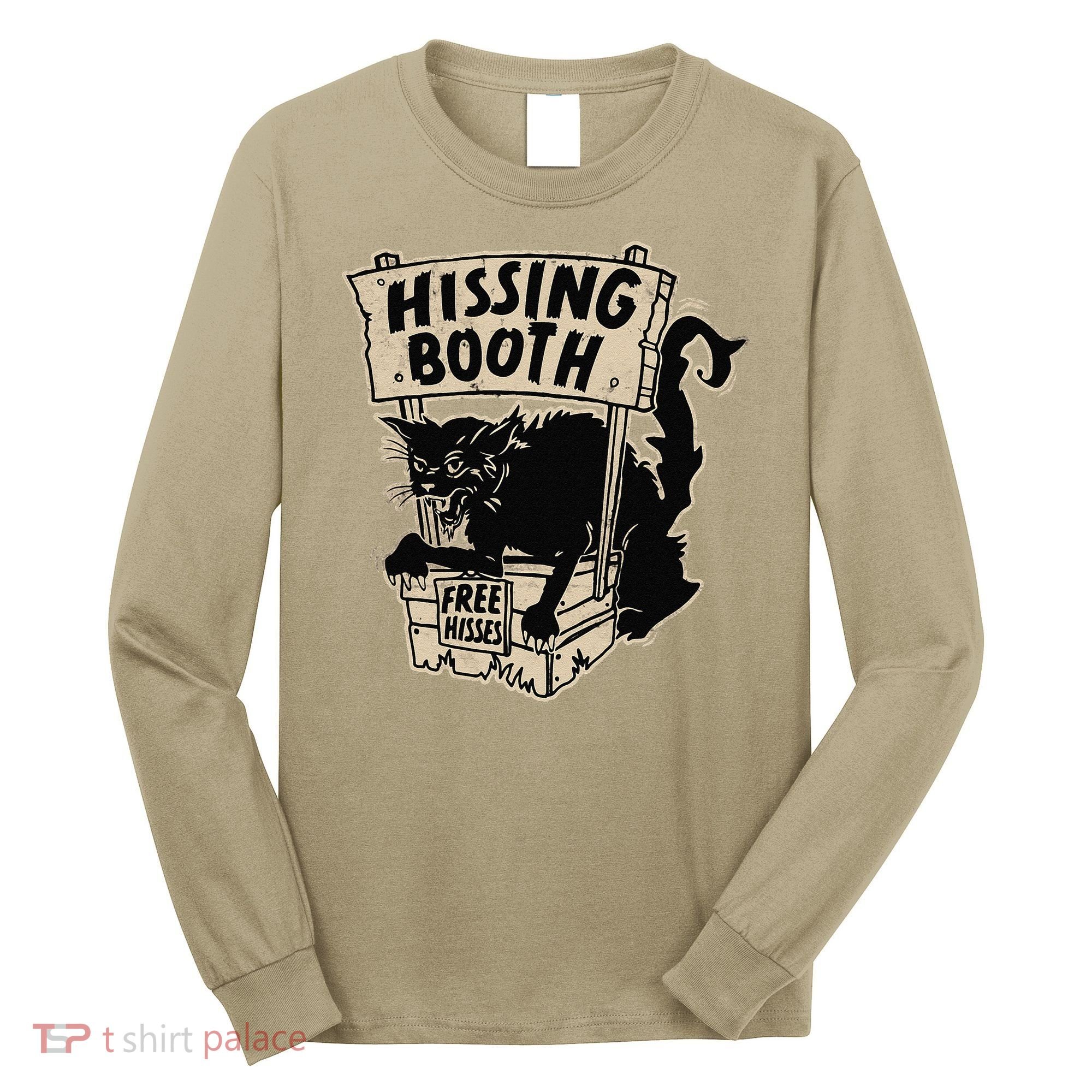 Funny Goth Black Cat Hissing Booth For Cat Moms & Cat Dads Long Sleeve Shirt