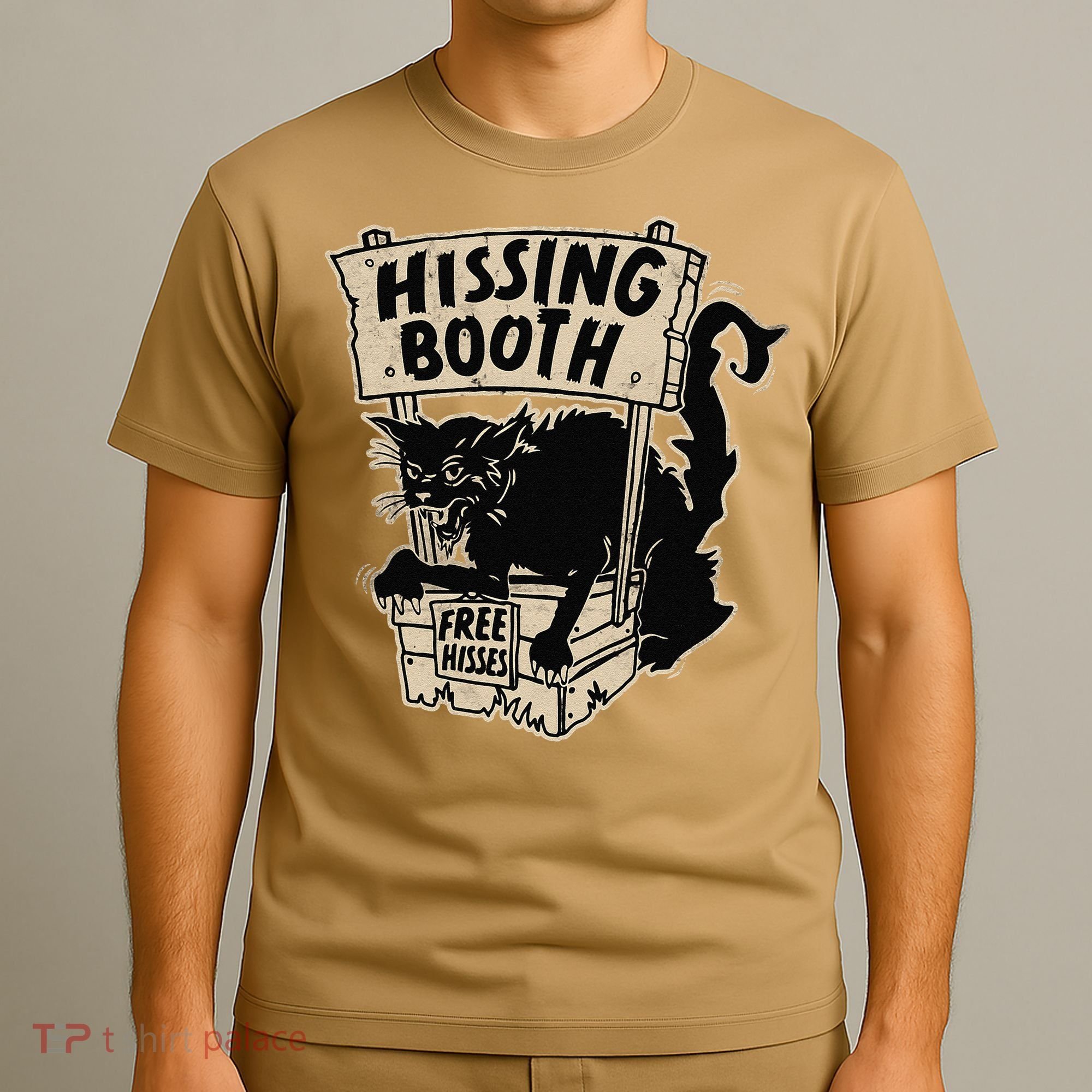 Funny Goth Black Cat Hissing Booth For Cat Moms & Cat Dads T-Shirt