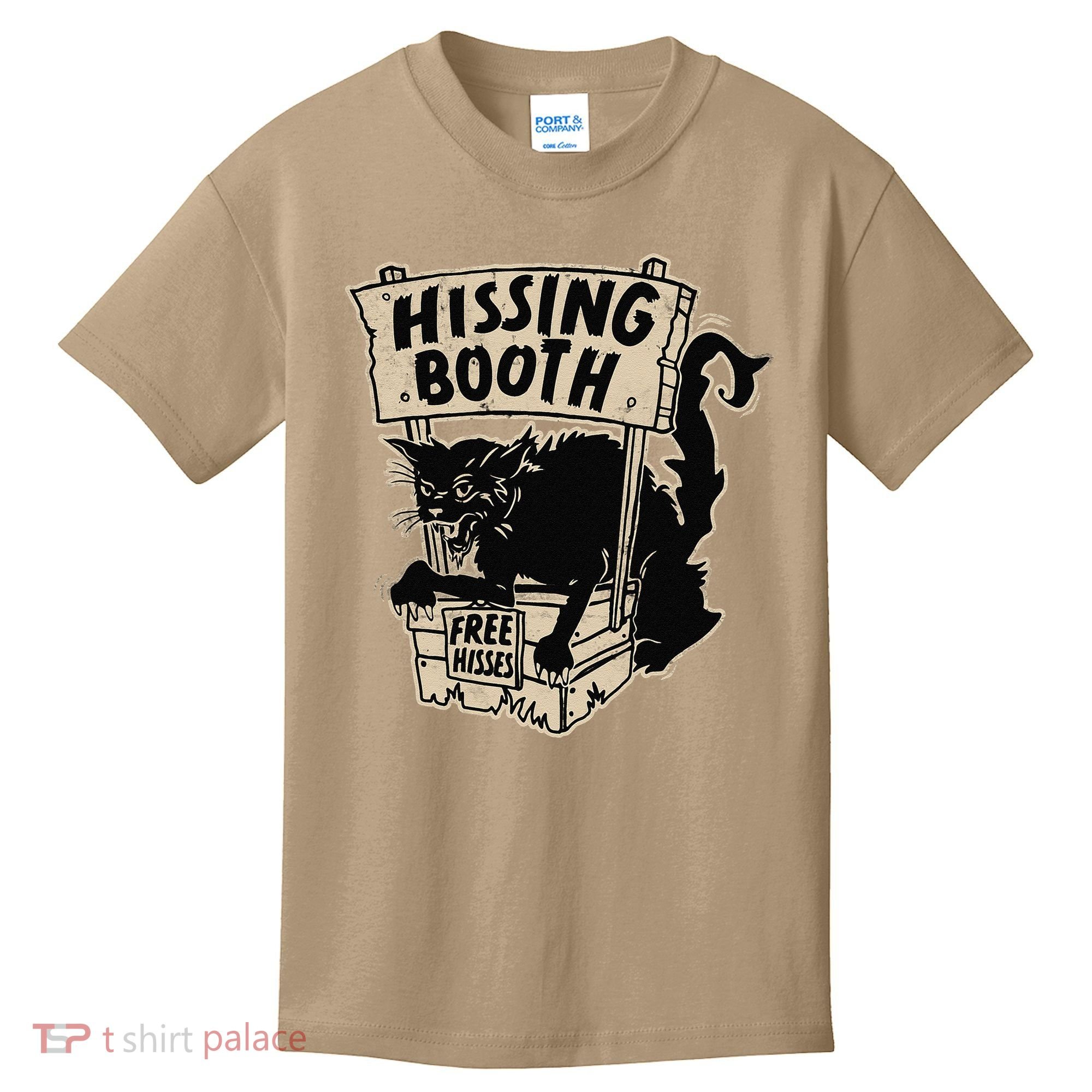 Funny Goth Black Cat Hissing Booth For Cat Moms & Cat Dads Kids T-Shirt
