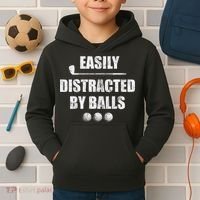 Funny Golf Ball Easily Distracted by Balls Humor Golfing Kids Hoodie thumb 2
