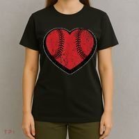 Funny Gift Baseball Heart Vintage Valentine's Day Gift For Kids Boys T-Shirt thumb 4