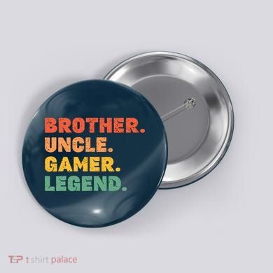 Funny Gamer Brother Uncle Gaming Legend Vintage Video Game Button