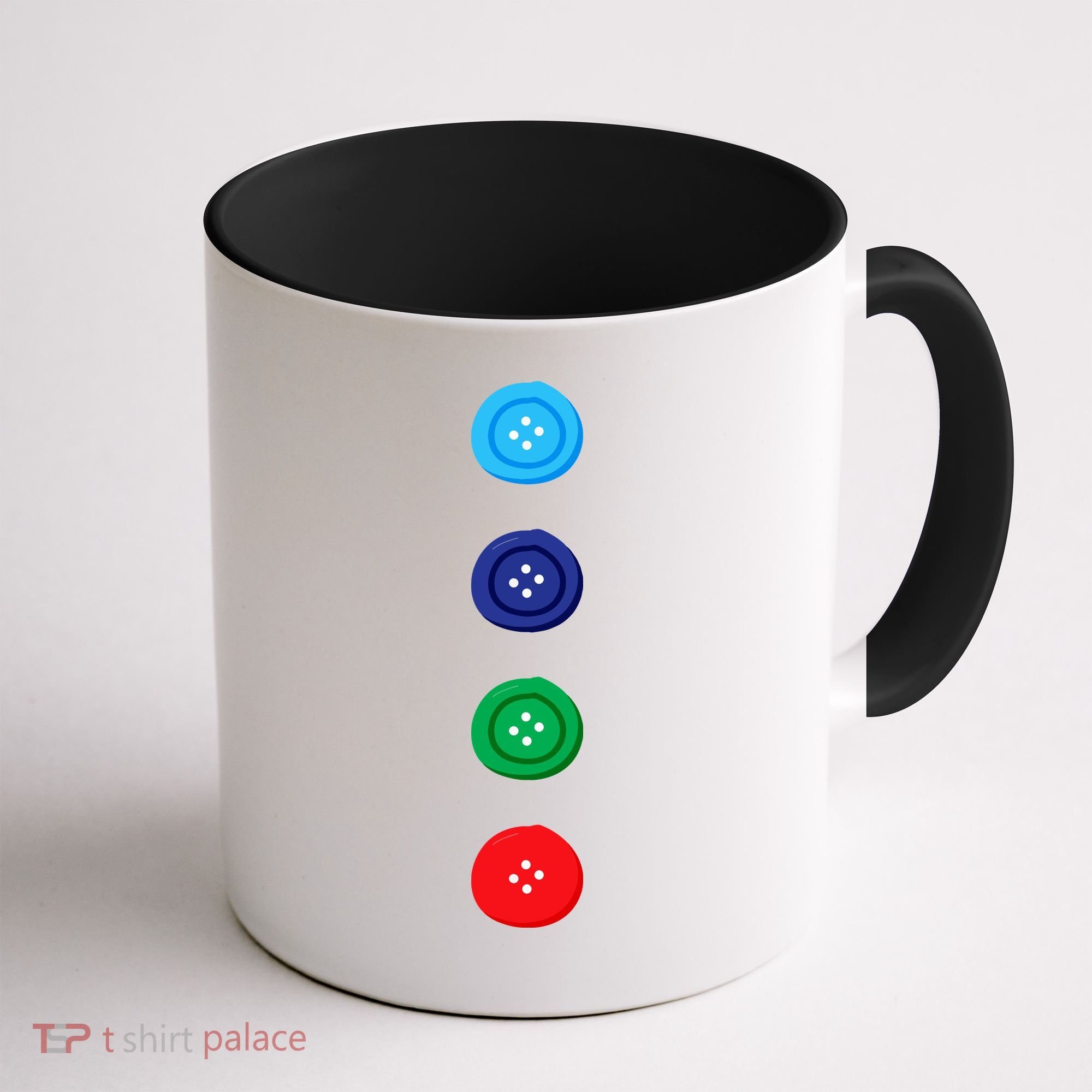 Four Groovy Buttons Blue Cat Funny Halloween Costume Coffee Mug