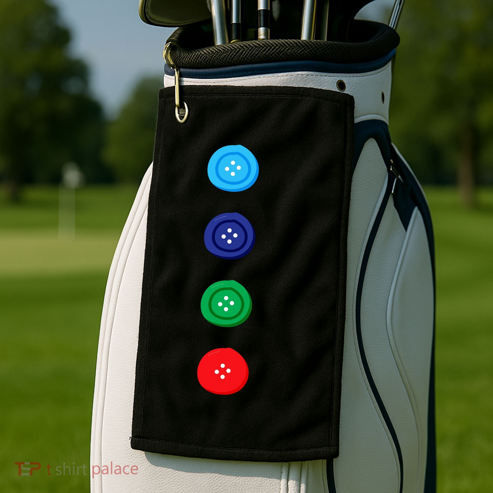 Four Groovy Buttons Blue Cat Funny Halloween Costume Golf Towel