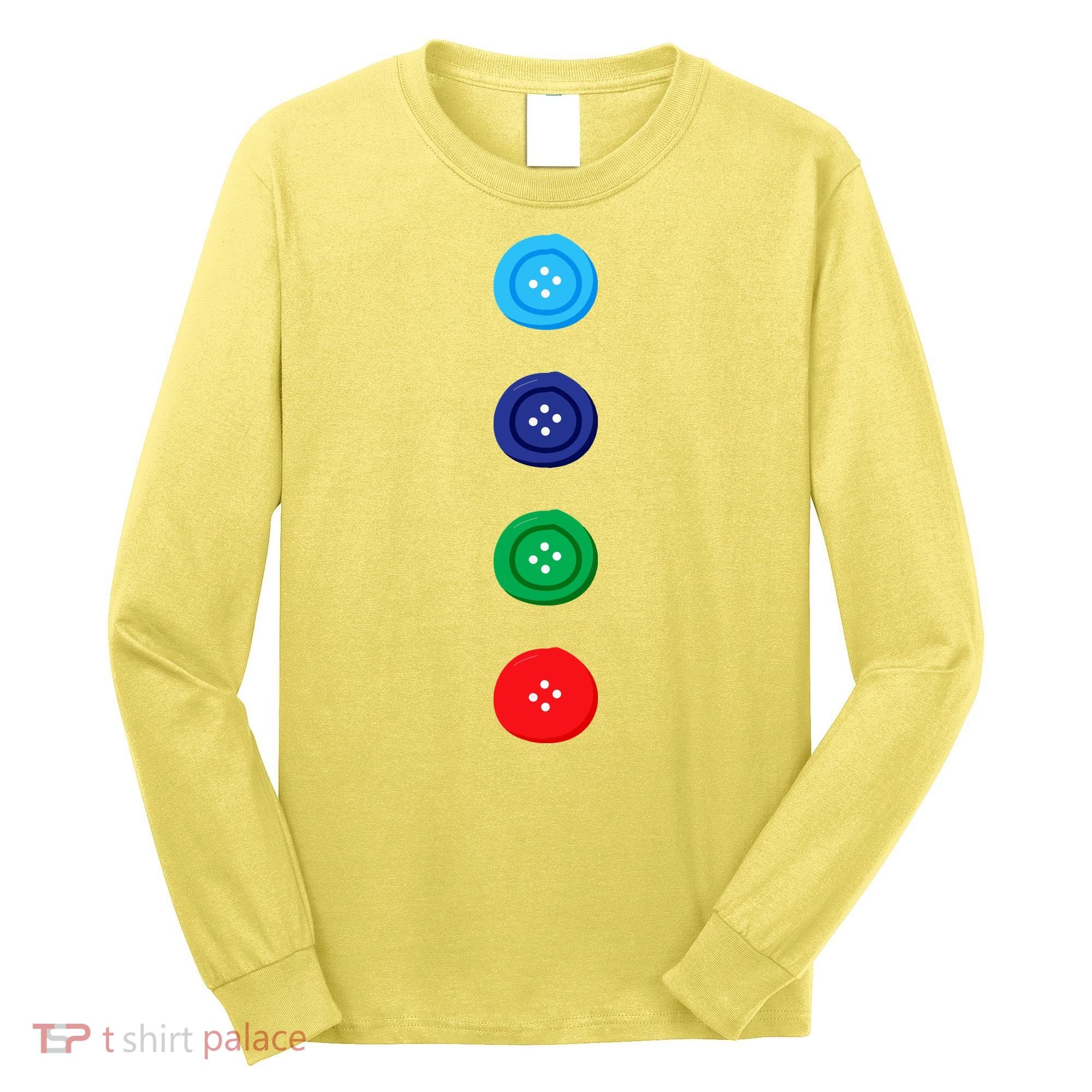 Four Groovy Buttons Blue Cat Funny Halloween Costume Long Sleeve Shirt