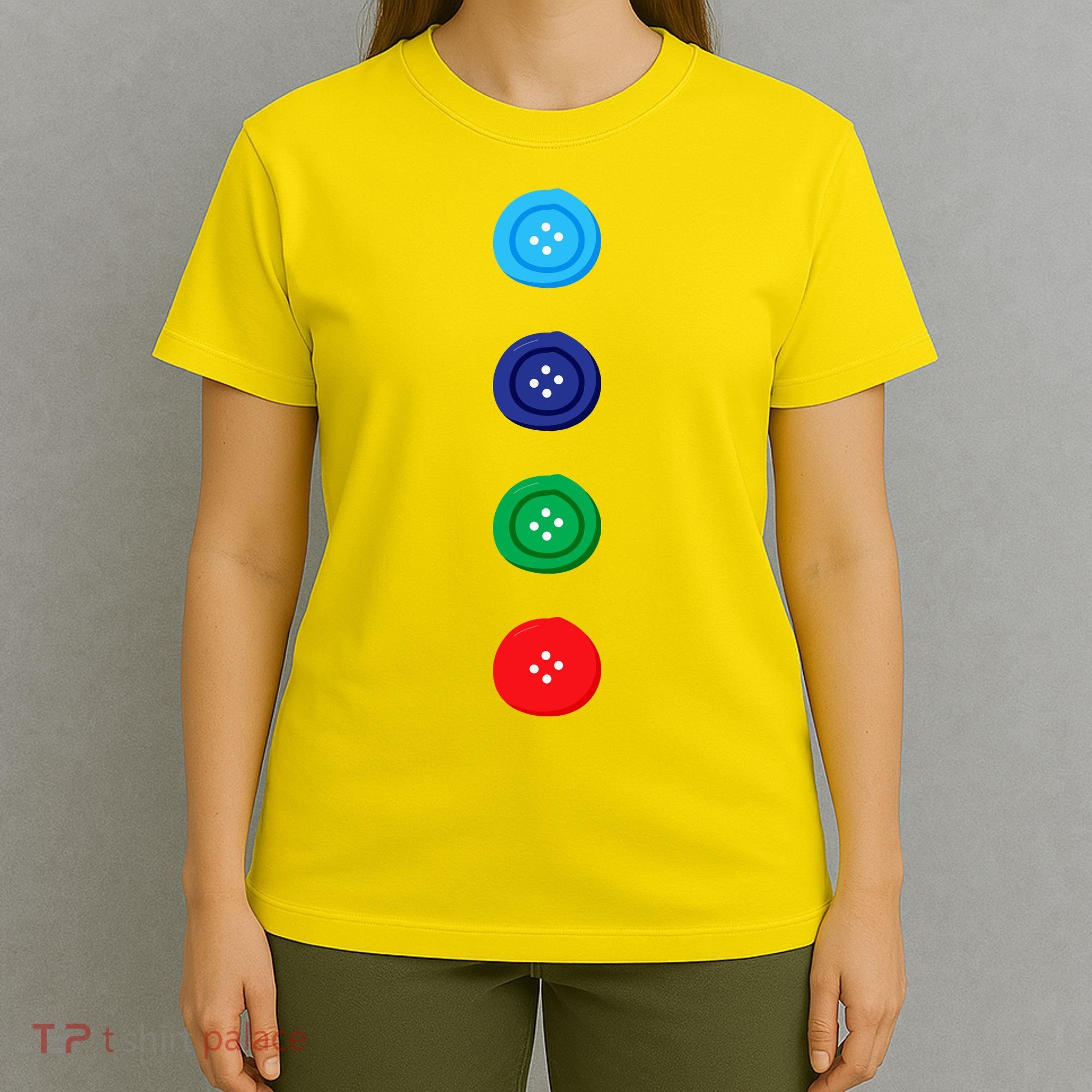 Four Groovy Buttons Blue Cat Funny Halloween Costume T-Shirt