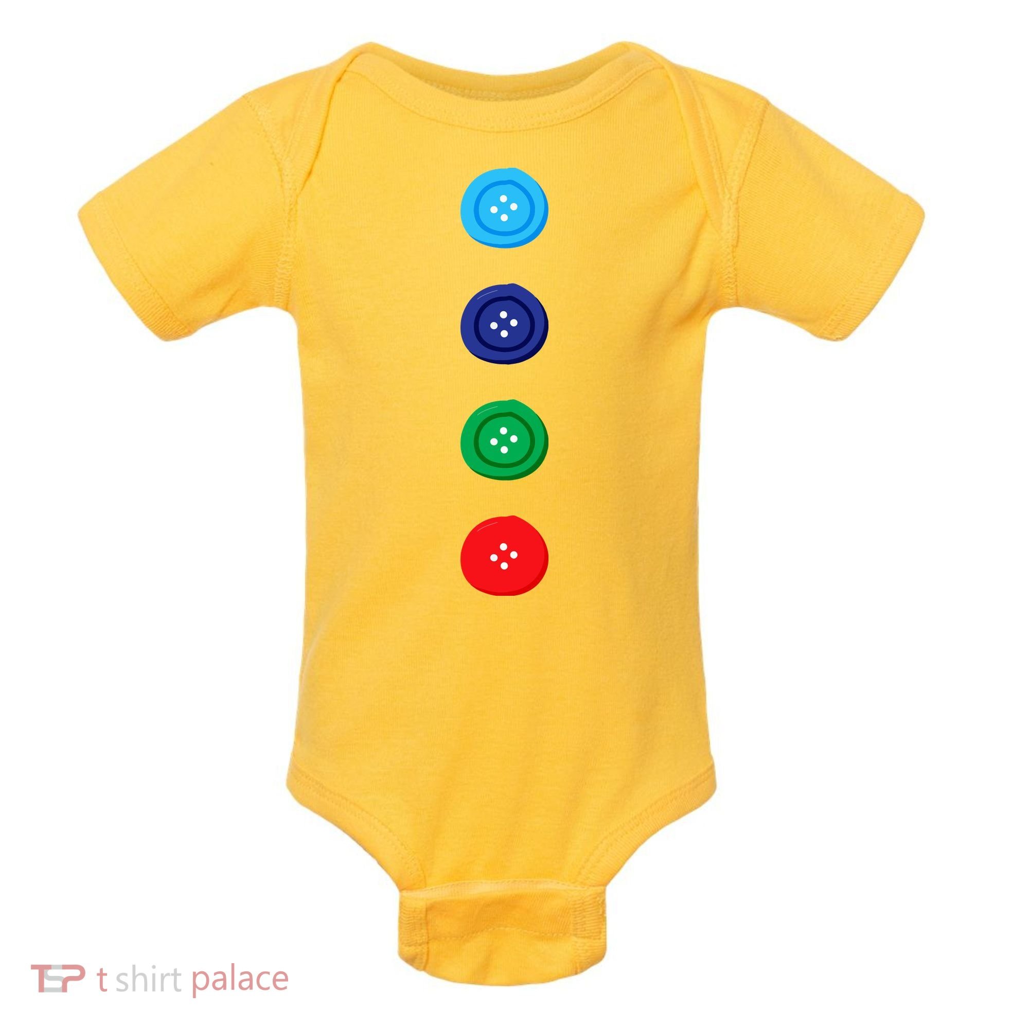 Four Groovy Buttons Blue Cat Funny Halloween Costume Baby Bodysuit