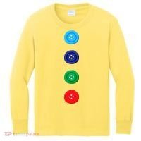 Four Groovy Buttons Blue Cat Funny Halloween Costume Kids Long Sleeve Shirt thumb 0