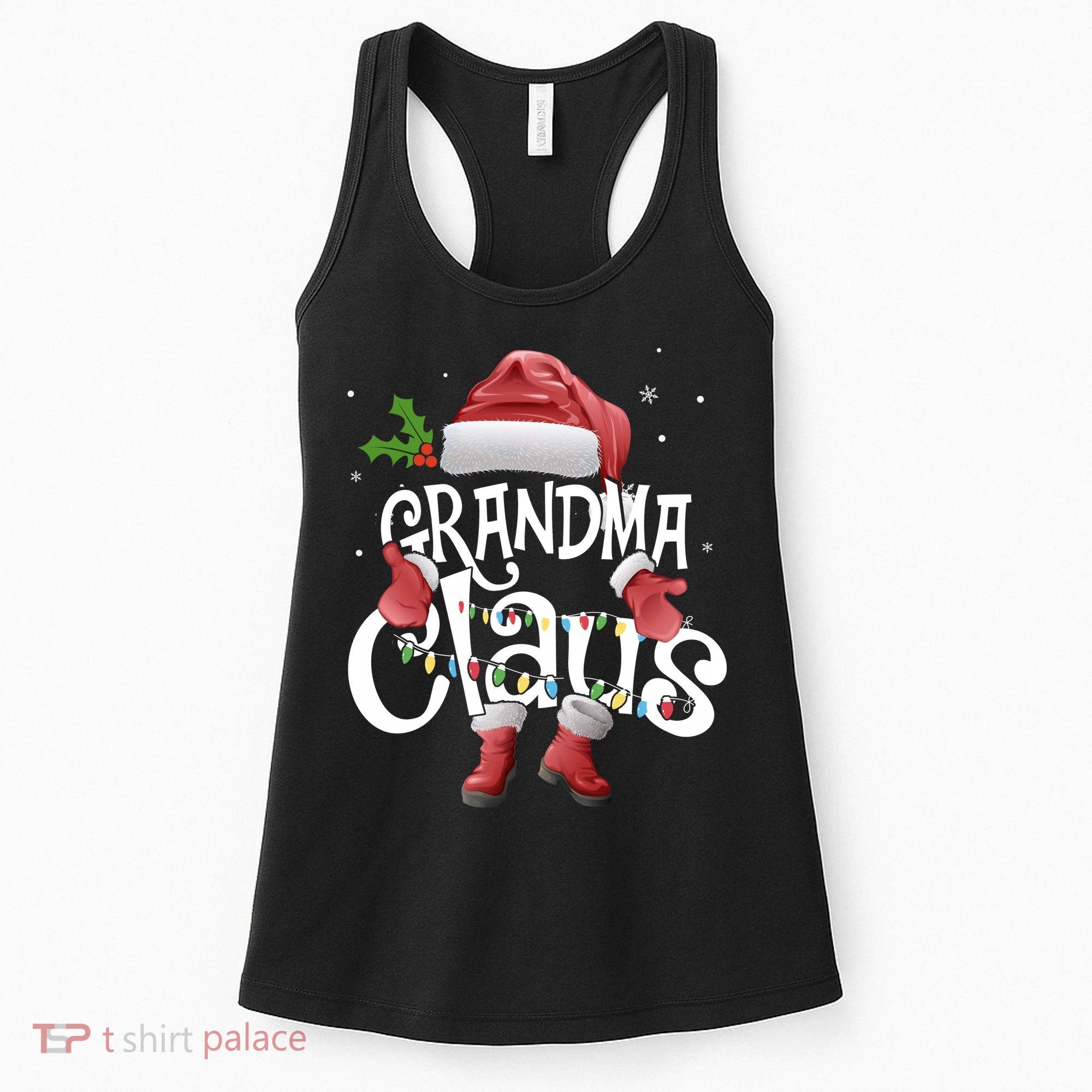 Funny Grandma Claus Christmas Pajamas Santa Hat Costume Women's Tank Top