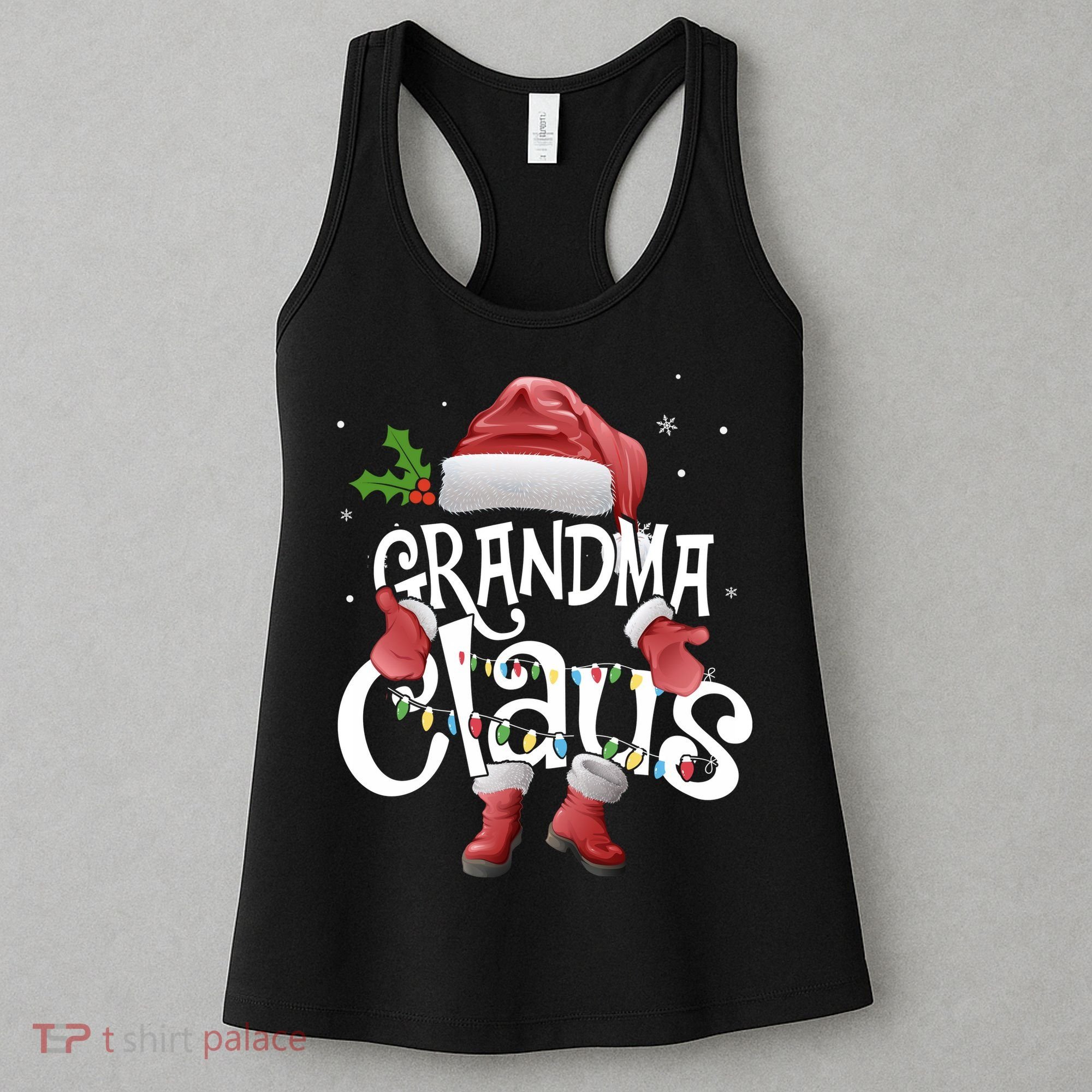 Funny Grandma Claus Christmas Pajamas Santa Hat Costume Women's Tank Top