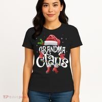 Funny Grandma Claus Christmas Pajamas Santa Hat Costume Women's T-Shirt thumb 4