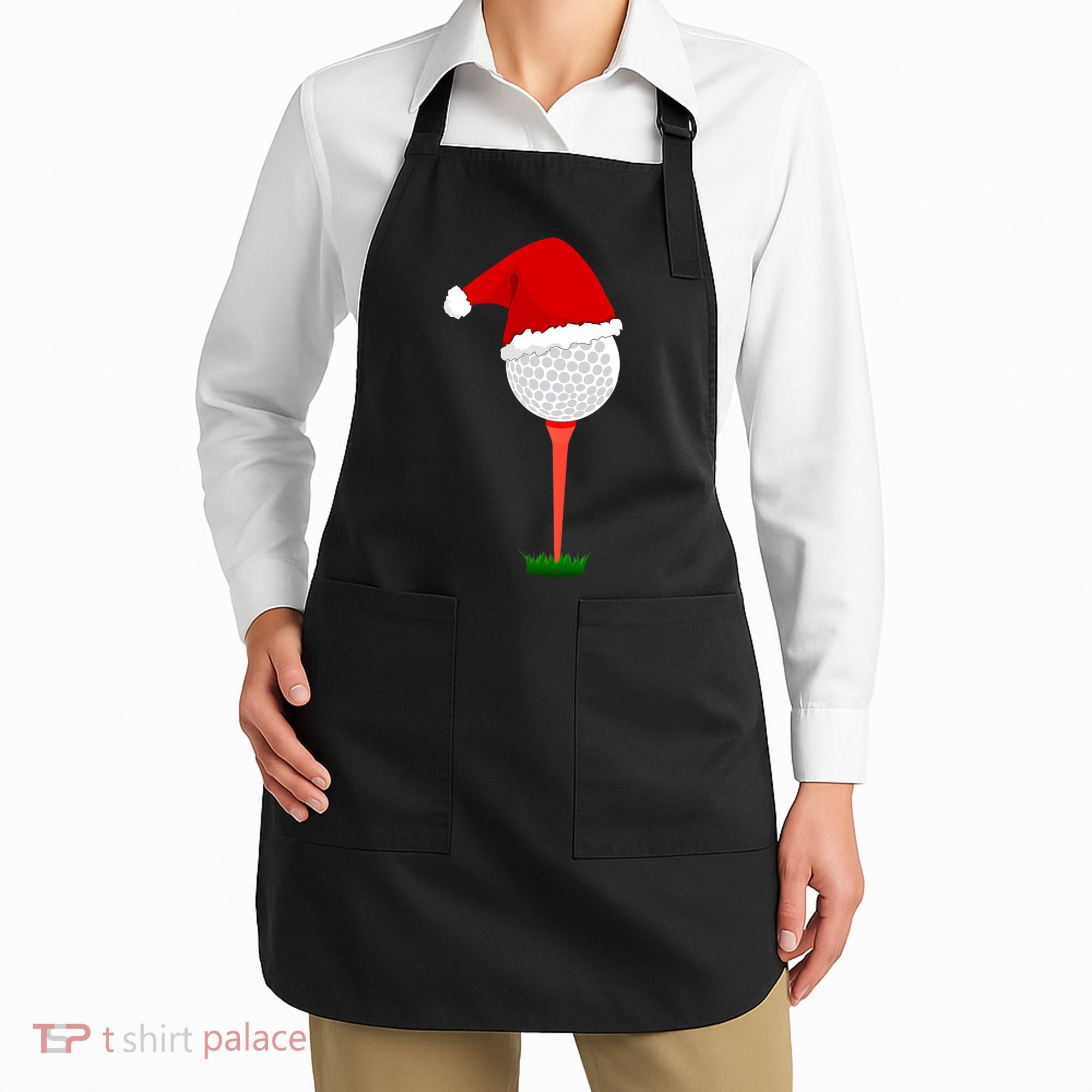Funny Golfing Christmas Tee Holiday Golf Ball Apron