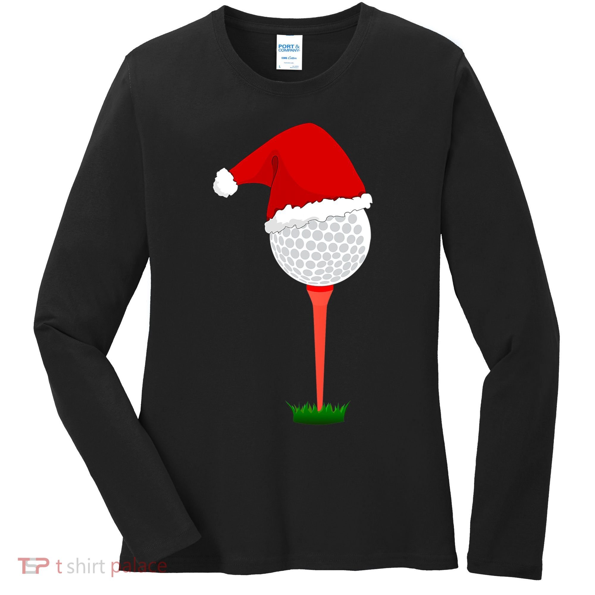 Funny Golfing Christmas Tee Holiday Golf Ball Women's Long Sleeve Shirt
