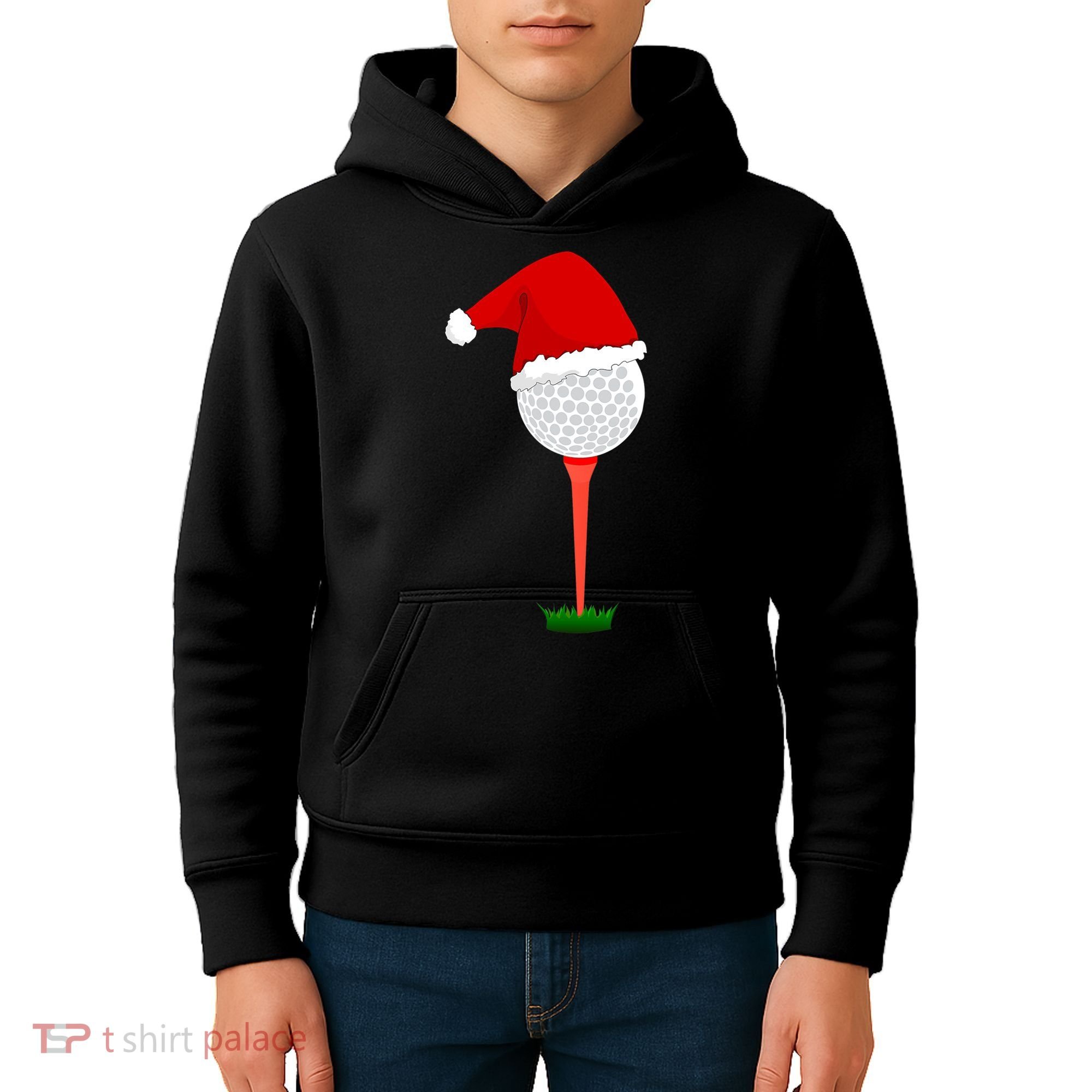 Funny Golfing Christmas Tee Holiday Golf Ball Kids Hoodie