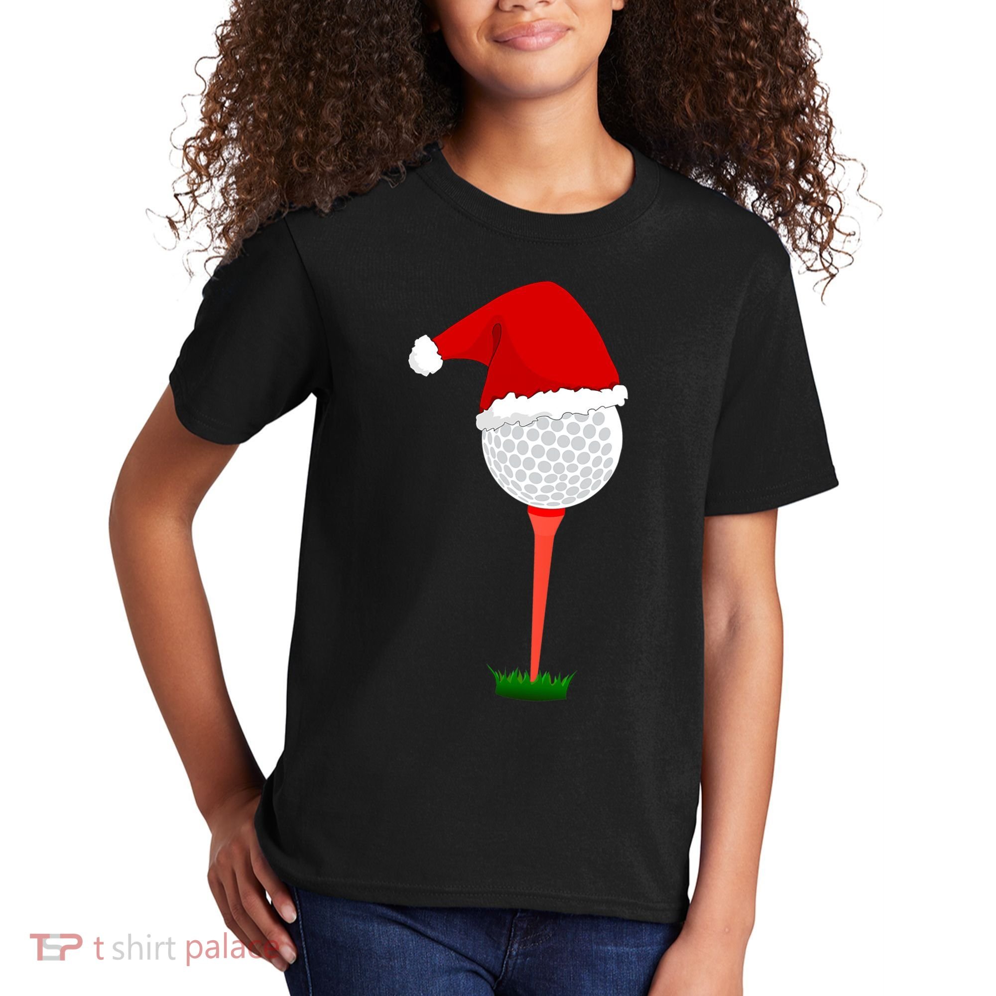 Funny Golfing Christmas Tee Holiday Golf Ball Kids T-Shirt