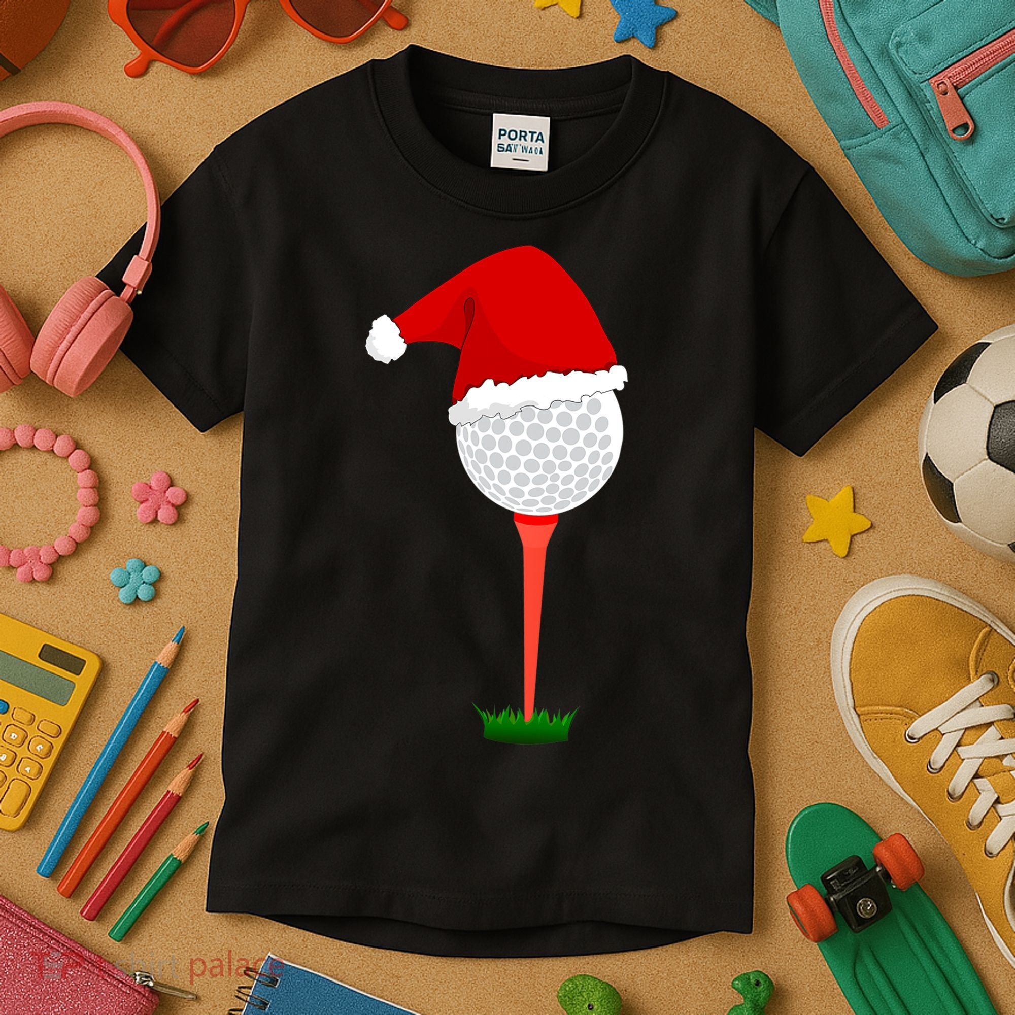 Funny Golfing Christmas Tee Holiday Golf Ball Kids T-Shirt