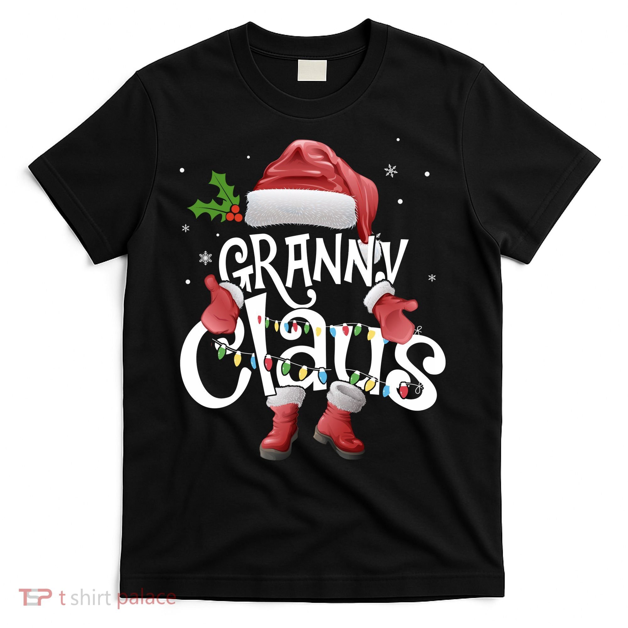 Funny Granny Claus Christmas Pajamas Santa Hat Costume T-Shirt