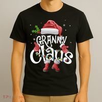 Funny Granny Claus Christmas Pajamas Santa Hat Costume T-Shirt thumb 3