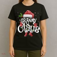 Funny Granny Claus Christmas Pajamas Santa Hat Costume T-Shirt thumb 4