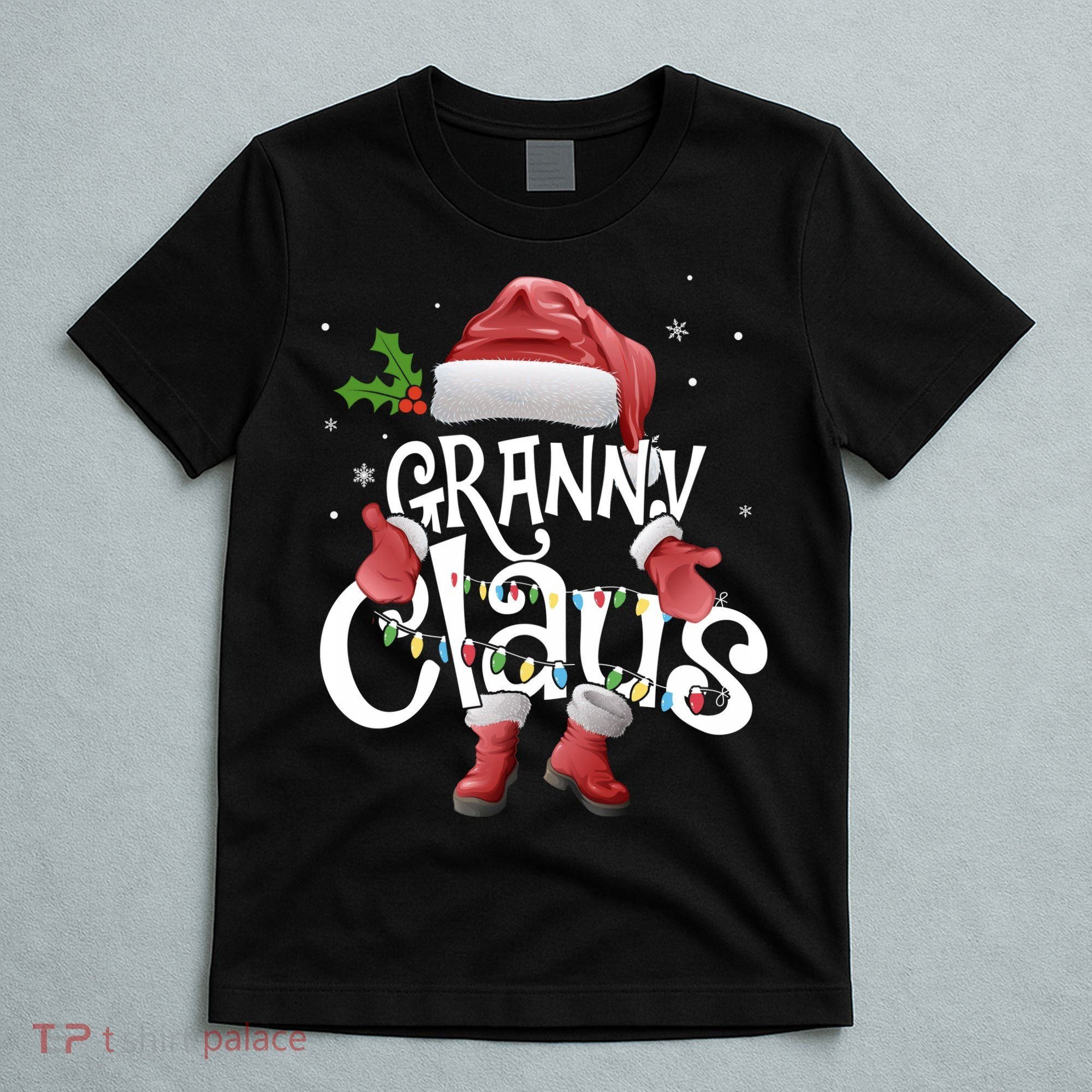 Funny Granny Claus Christmas Pajamas Santa Hat Costume T-Shirt