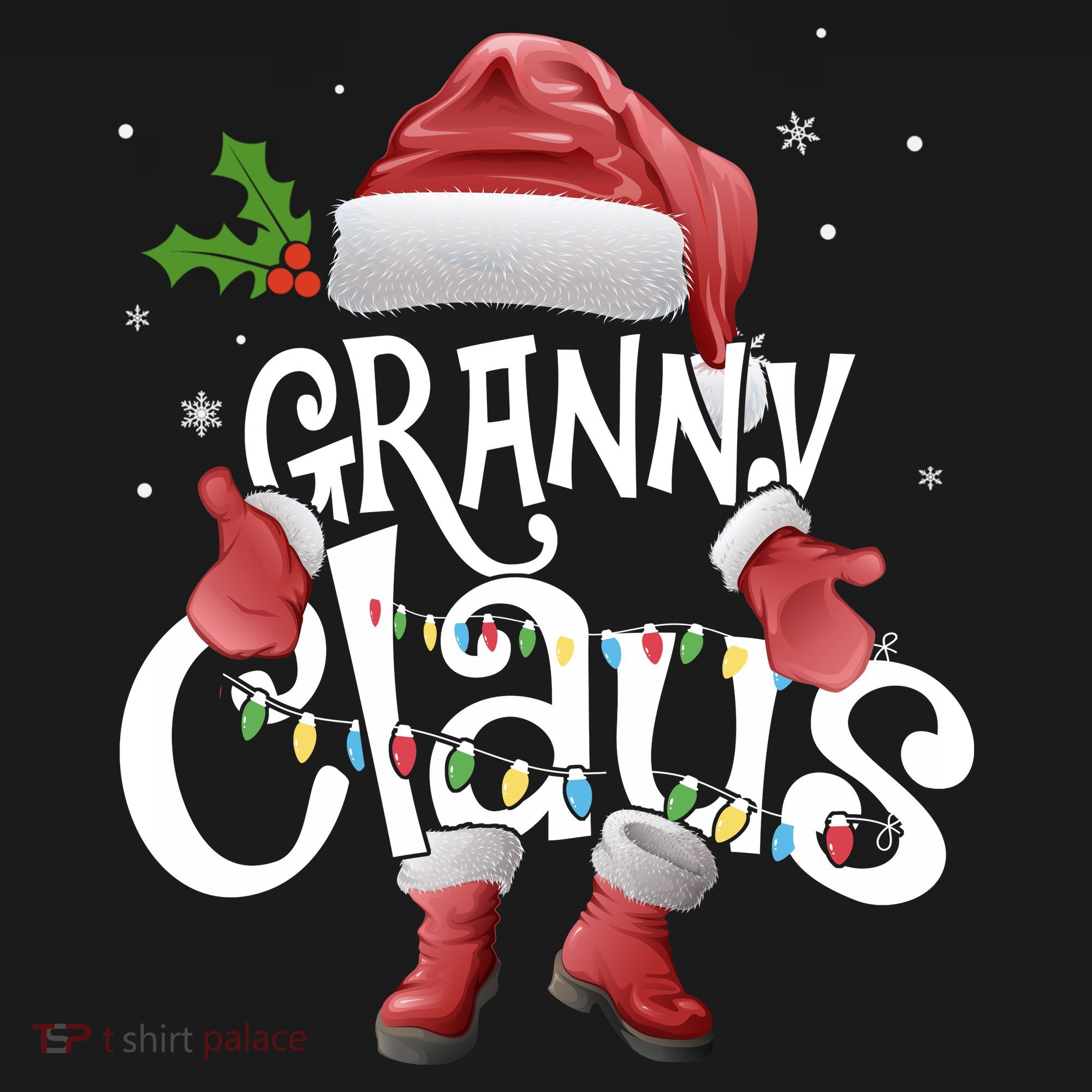 Funny Granny Claus Christmas Pajamas Santa Hat Costume Polo