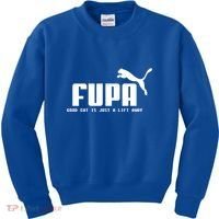 Fupa Good Cat Is Just A Lift Away Funny Running Gift Kids Sweatshirt thumb 0
