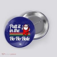 Funny Golfing Christmas Tee Holiday Golf Ball Santa Claus Meaningful Gift Button thumb 0