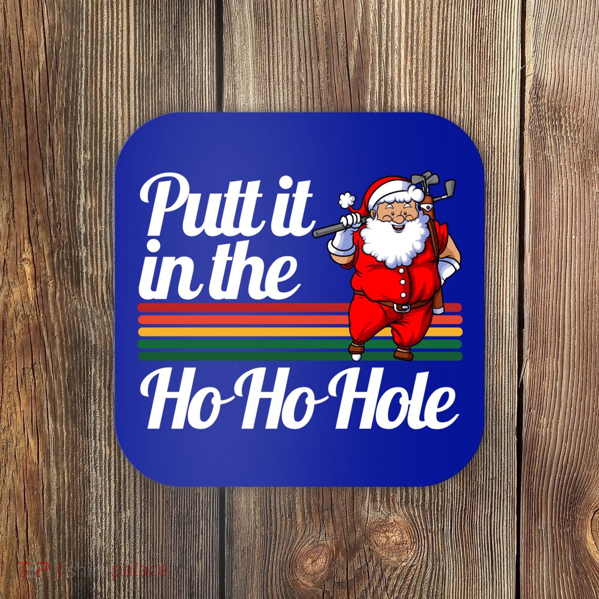 Funny Golfing Christmas Tee Holiday Golf Ball Santa Claus Meaningful Gift Coaster
