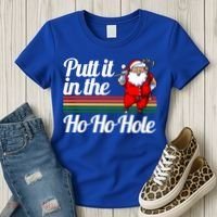Funny Golfing Christmas Tee Holiday Golf Ball Santa Claus Meaningful Gift Women's T-Shirt thumb 3