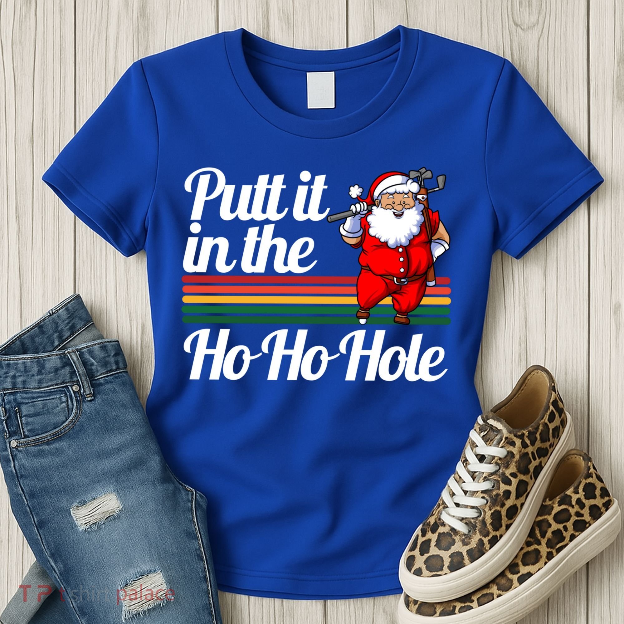 Funny Golfing Christmas Tee Holiday Golf Ball Santa Claus Meaningful Gift Women's T-Shirt
