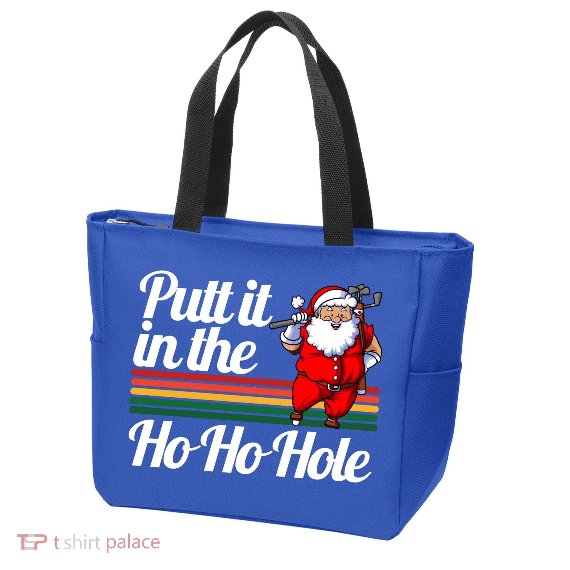 Funny Golfing Christmas Tee Holiday Golf Ball Santa Claus Meaningful Gift Tote Bag