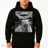 Funny Graphic Capybara Selfie With Ufos Weird Hoodie thumb 2