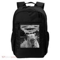 Funny Graphic Capybara Selfie With Ufos Weird Backpack thumb 0
