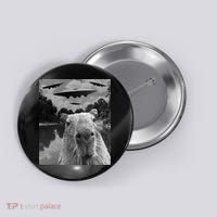 Funny Graphic Capybara Selfie With Ufos Weird Button thumb 0