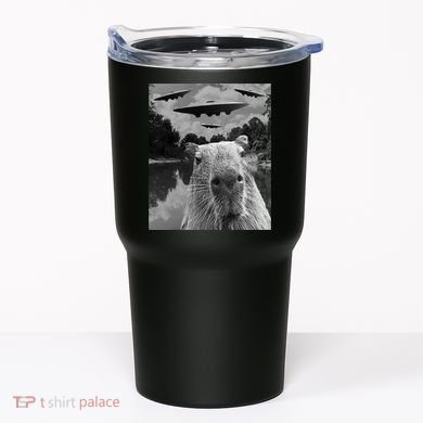 Funny Graphic Capybara Selfie With Ufos Weird Tumbler