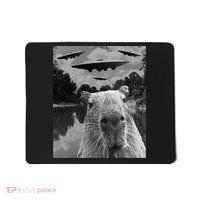 Funny Graphic Capybara Selfie With Ufos Weird Mousepad thumb 0