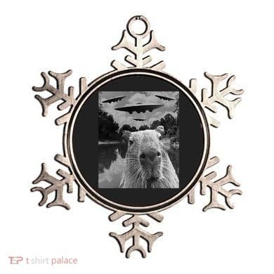 Funny Graphic Capybara Selfie With Ufos Weird Ornament