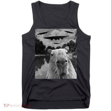 Funny Graphic Capybara Selfie With Ufos Weird Tank Top