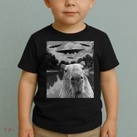 Funny Graphic Capybara Selfie With Ufos Weird Toddler T-Shirt thumb 2