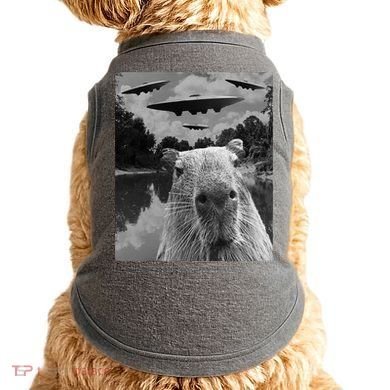 Funny Graphic Capybara Selfie With Ufos Weird Doggie Tank