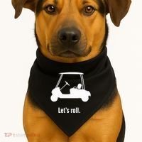 Funny Golf Cart LetS Roll USA-Made Doggie Bandana thumb 1