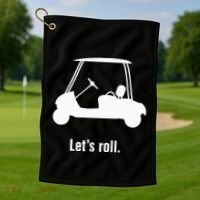 Funny Golf Cart LetS Roll Golf Towel thumb 1