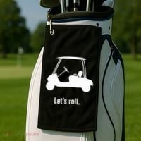 Funny Golf Cart LetS Roll Golf Towel thumb 2