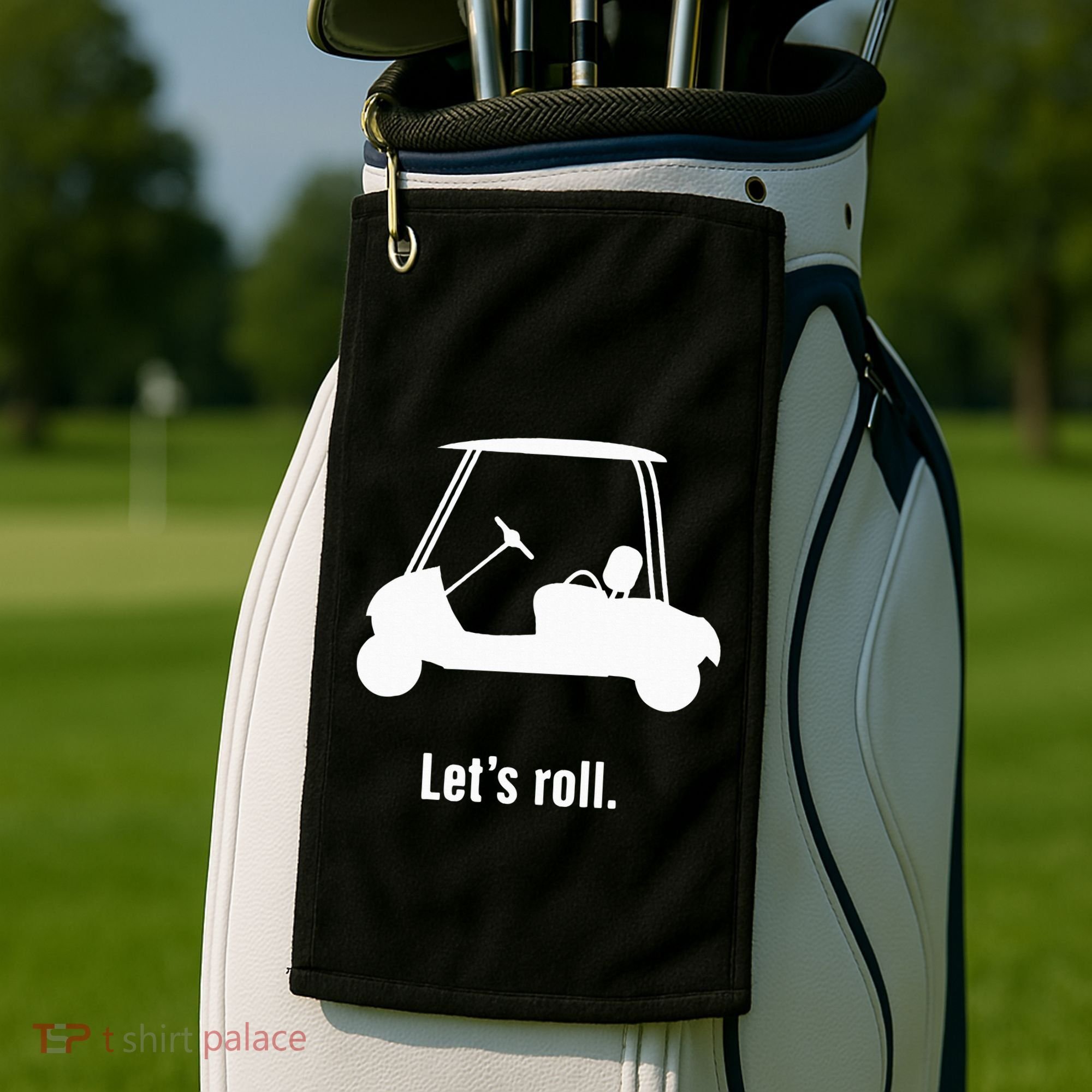 Funny Golf Cart LetS Roll Golf Towel