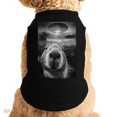 Funny Graphic Capybara Selfie With Ufos Weird Doggie Tank