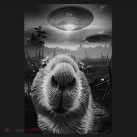 Funny Graphic Capybara Selfie With Ufos Weird Apron thumb 3