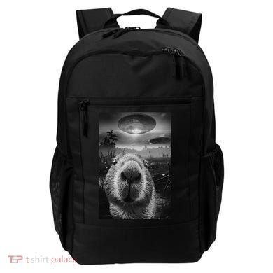 Funny Graphic Capybara Selfie With Ufos Weird Backpack